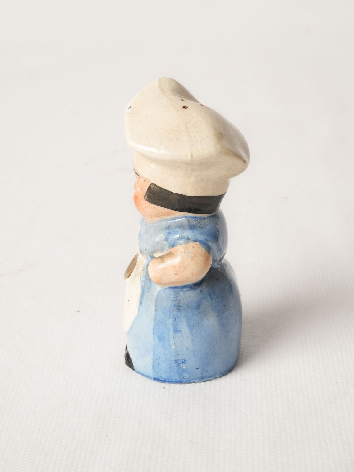 Vintage Ceramic Cook Salt Shaker in Blue Dress & Apron