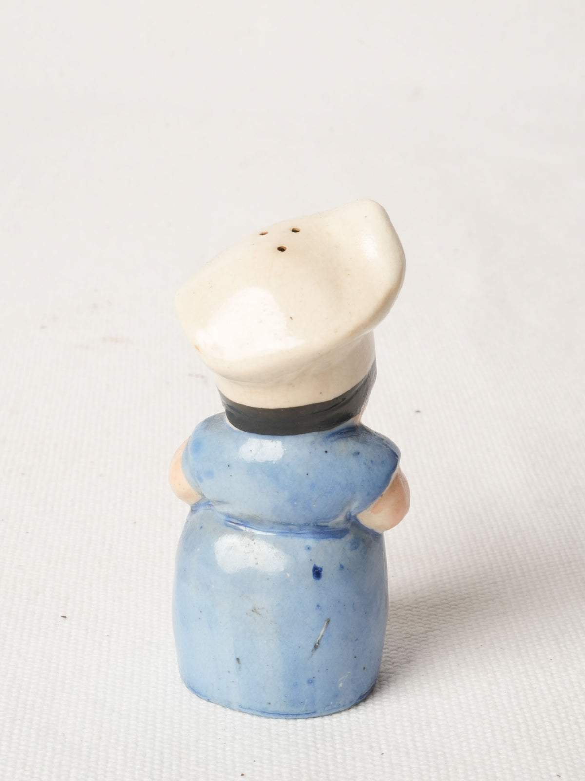 Vintage Ceramic Cook Salt Shaker in Blue Dress & Apron