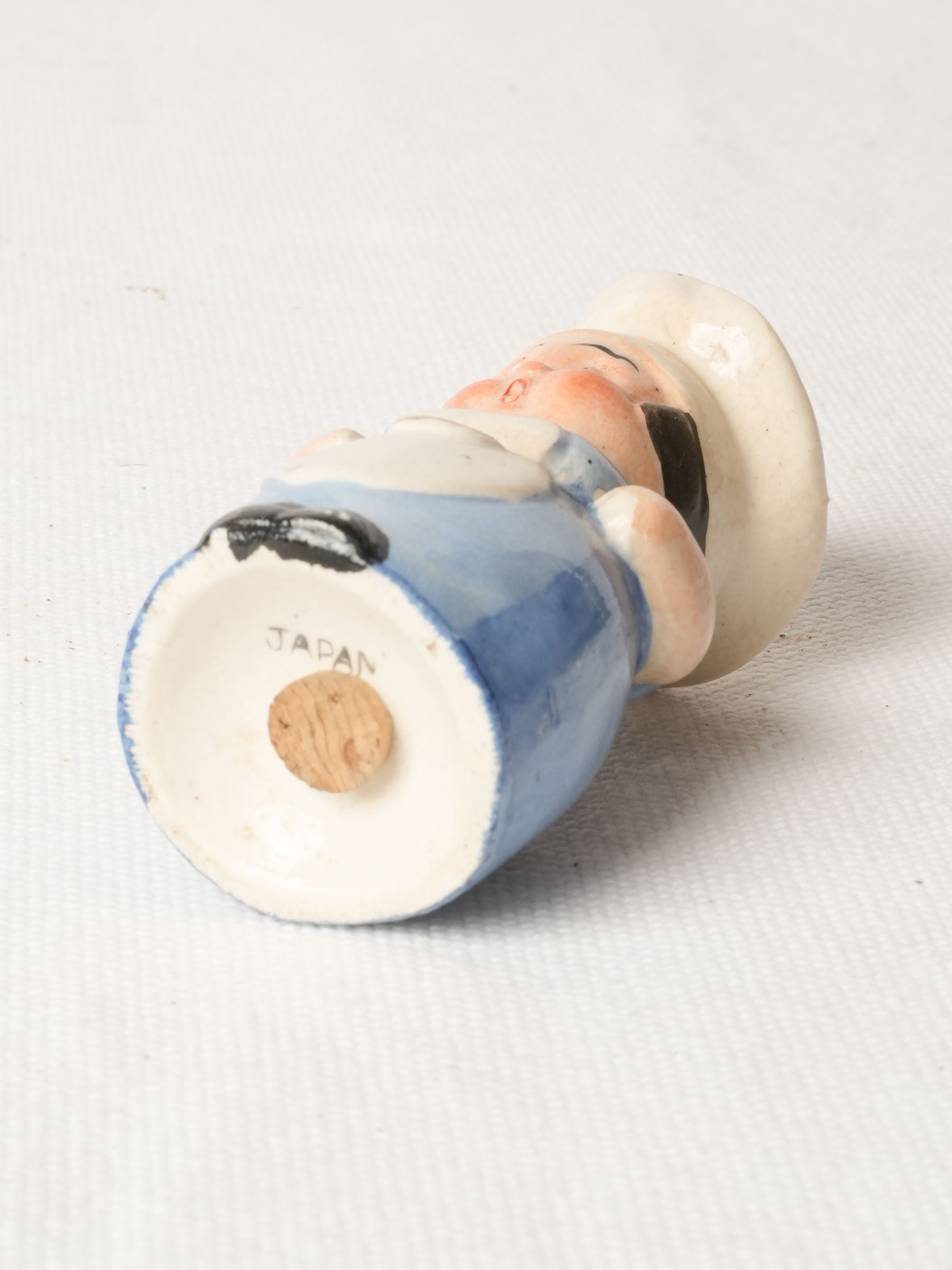 Vintage Ceramic Cook Salt Shaker in Blue Dress & Apron