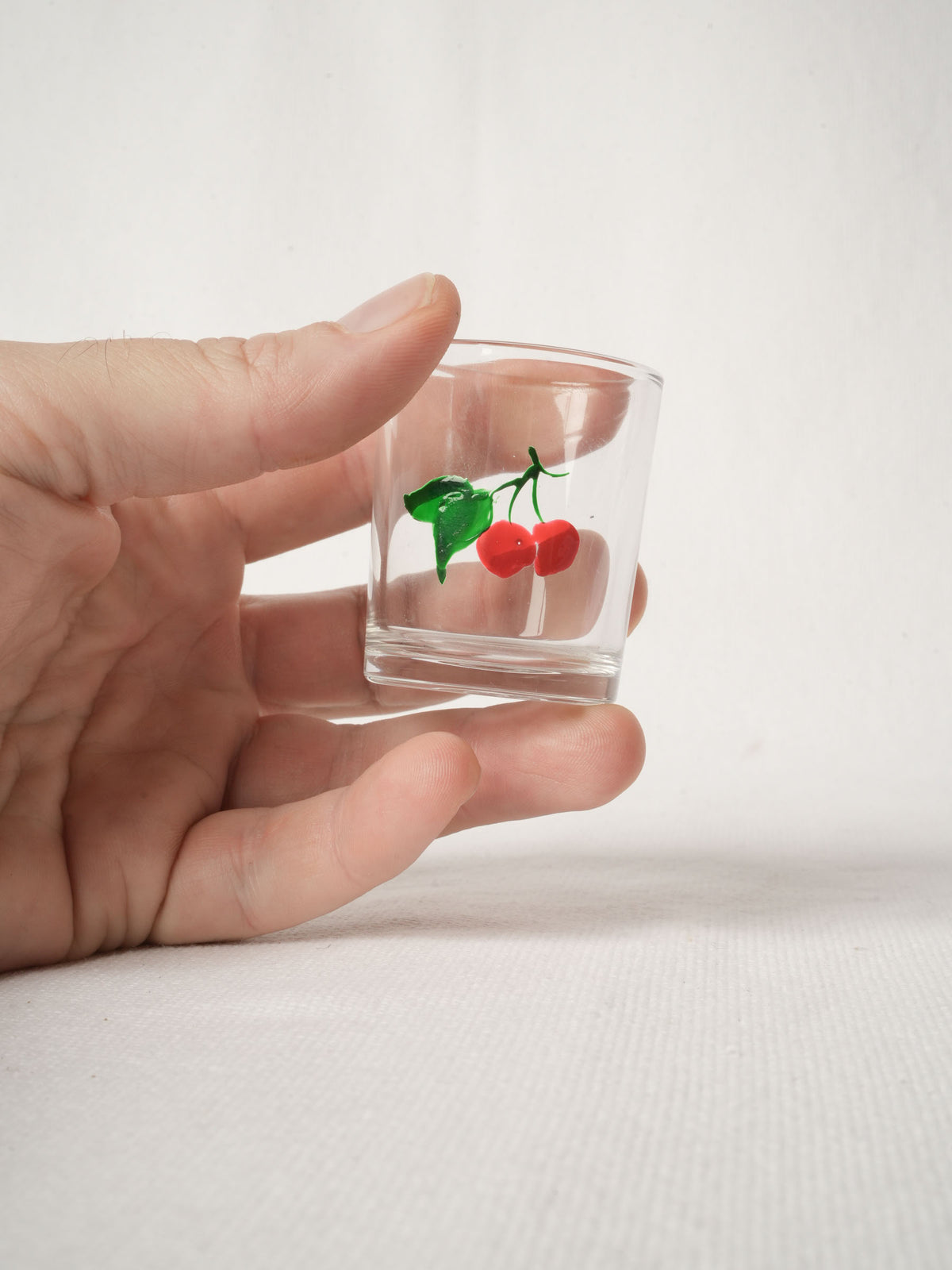 Vintage Hand-Painted Cherry Shot Glass 2"