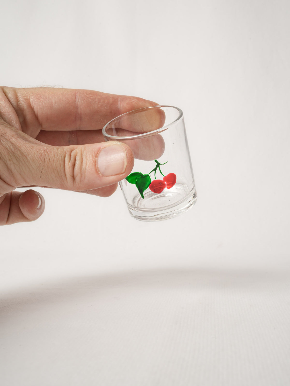 Vintage Hand-Painted Cherry Shot Glass 2"