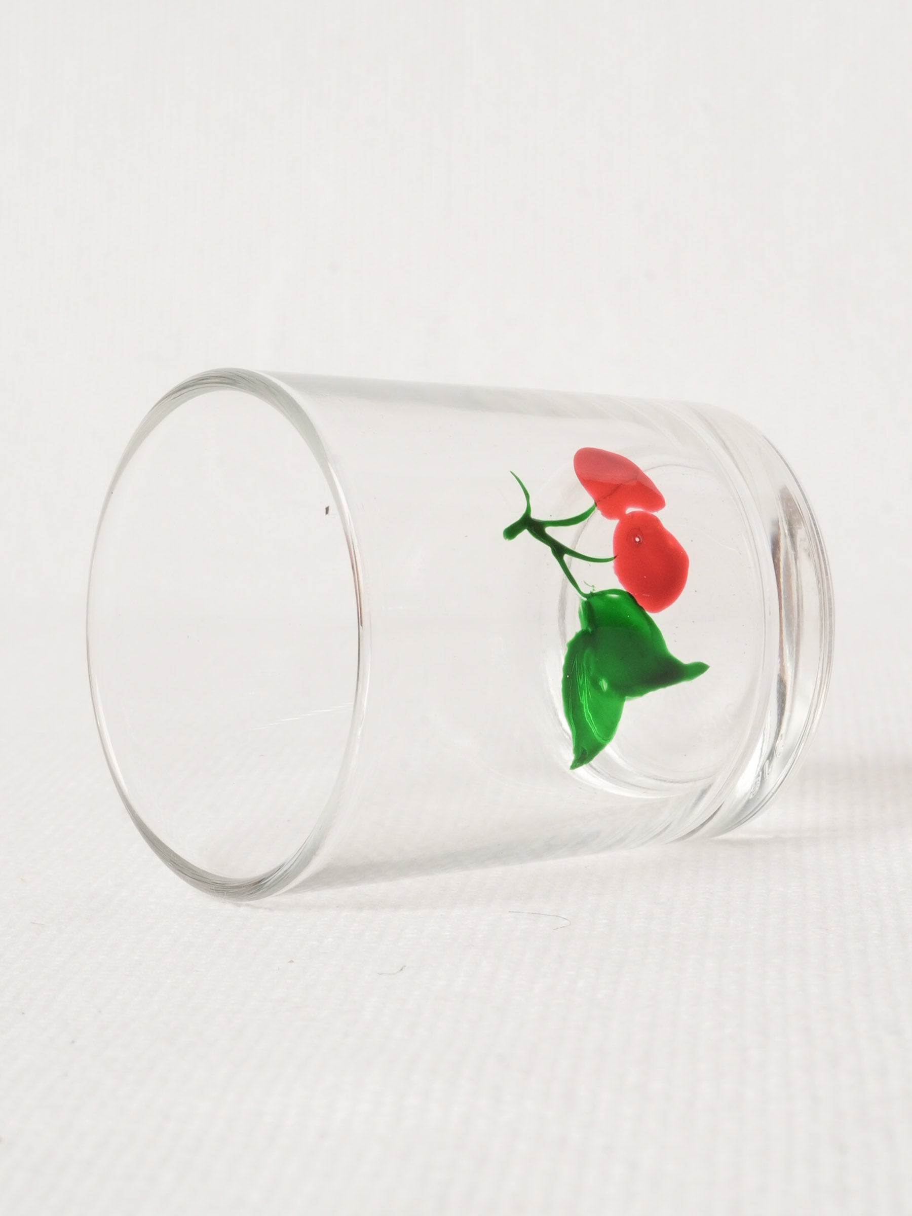Vintage Hand-Painted Cherry Shot Glass 2"