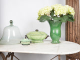 Antique French Dieulefit green tureen with lid - 7"
