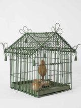 Small antique French birdcage - green 13"