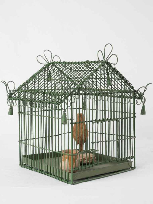 Antique French green birdcage charm
