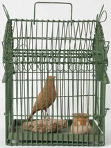 Small antique French birdcage - green 13"