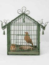 Small antique French birdcage - green 13"