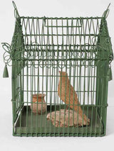 Small antique French birdcage - green 13"