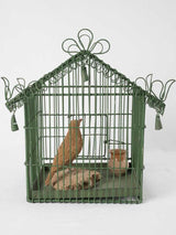 Small antique French birdcage - green 13"