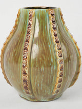 Charming, hand-carved glazed ceramic vase