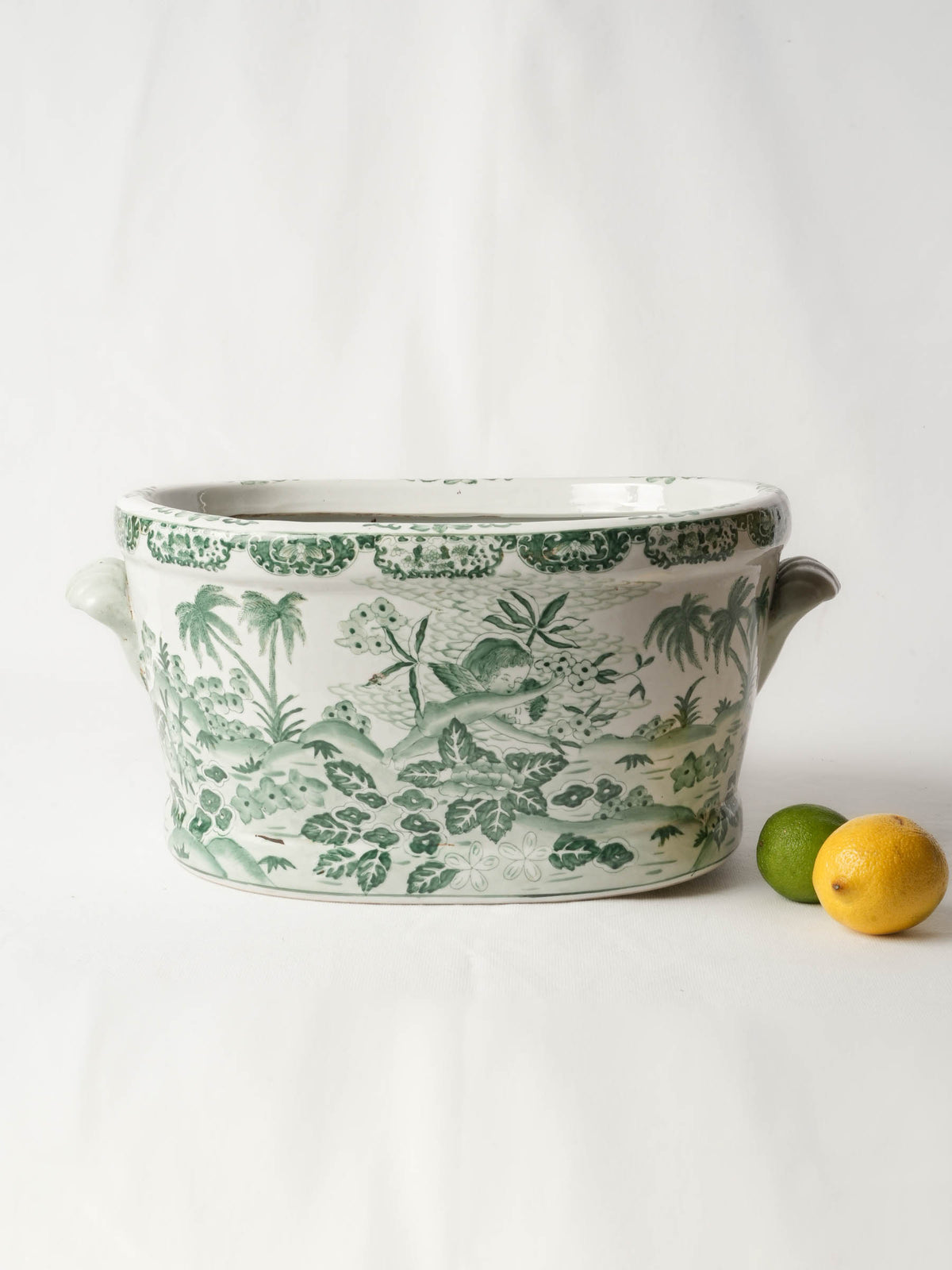Large French Ceramic Chinoiserie Cache-Pot - 17¾" x 11¾"