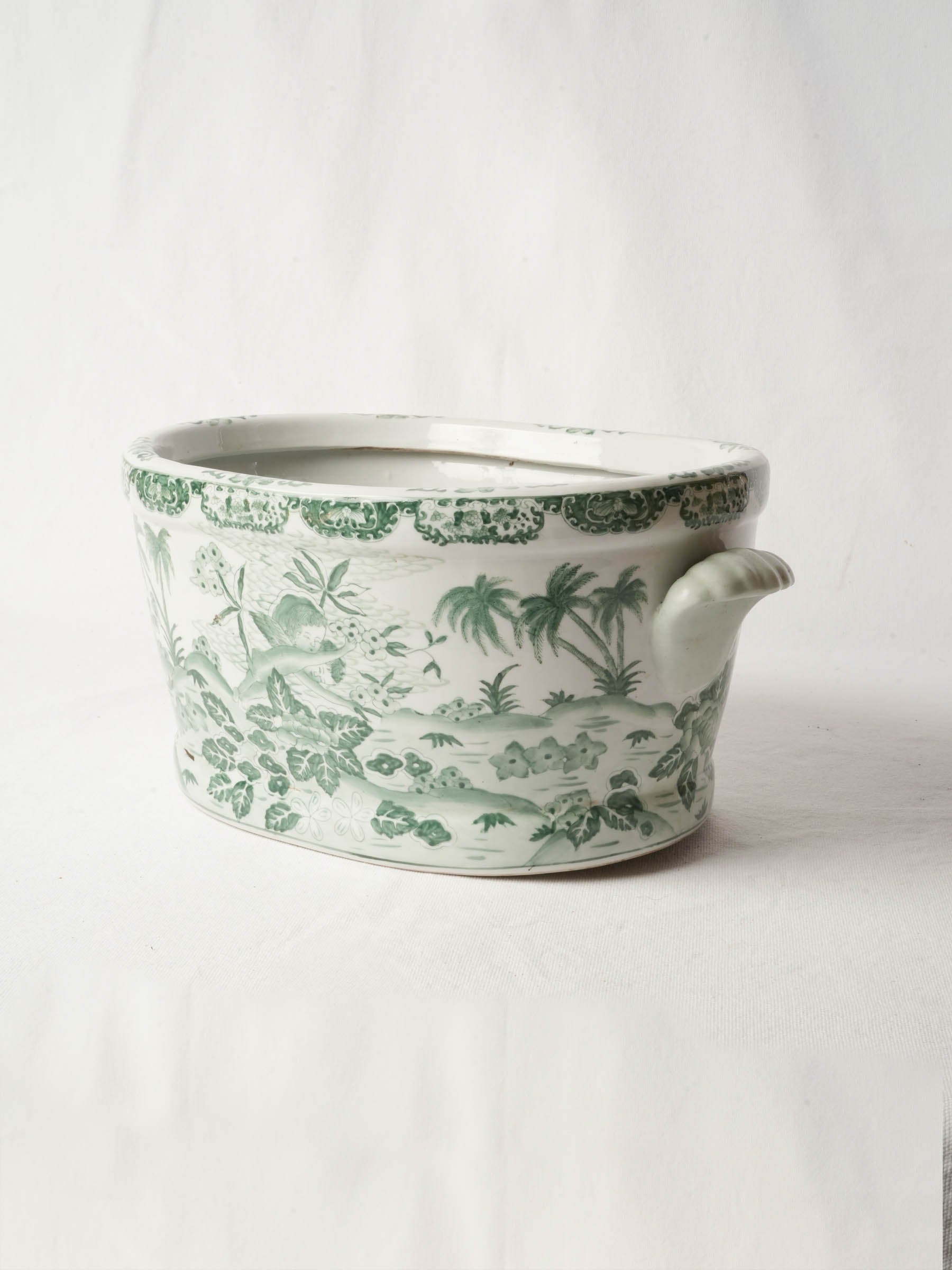 Large French Ceramic Chinoiserie Cache-Pot - 17¾" x 11¾"