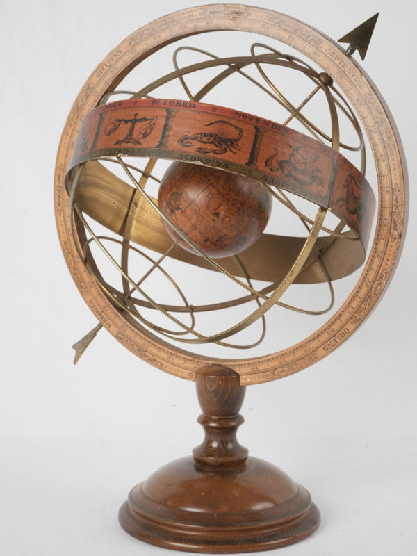 Vintage French astrological armillary sphere