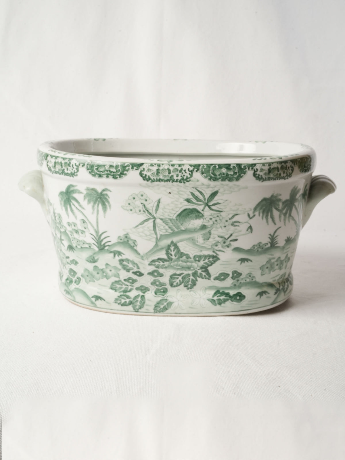 Large French Ceramic Chinoiserie Cache-Pot - 17¾" x 11¾"