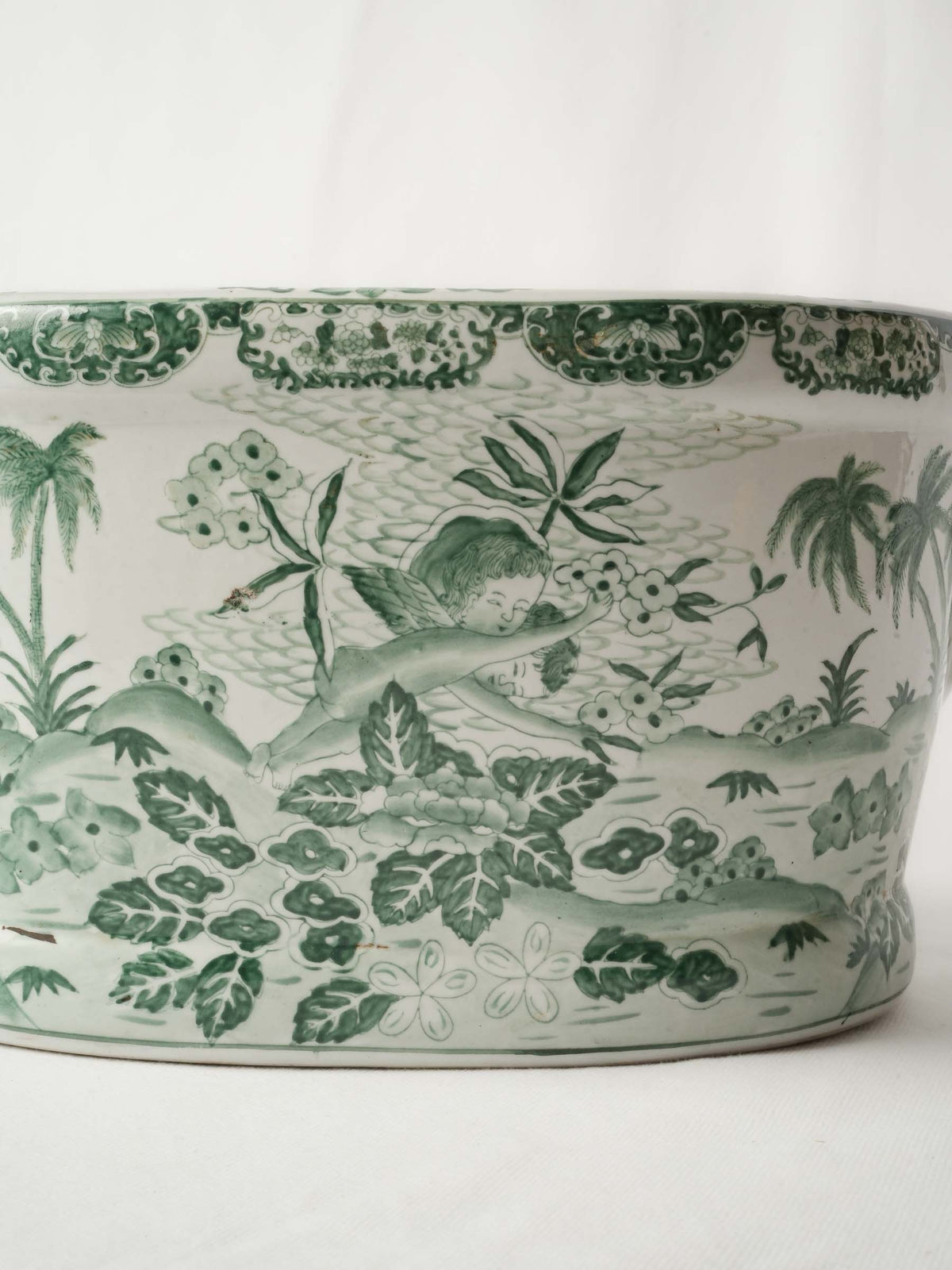 Large French Ceramic Chinoiserie Cache-Pot - 17¾" x 11¾"