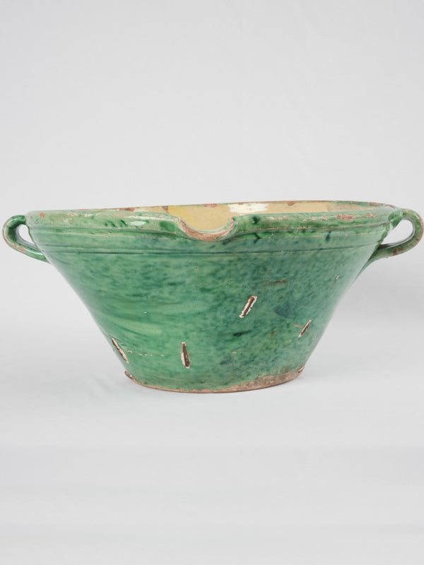 Large yellow-finished 18th-century mixing bowl