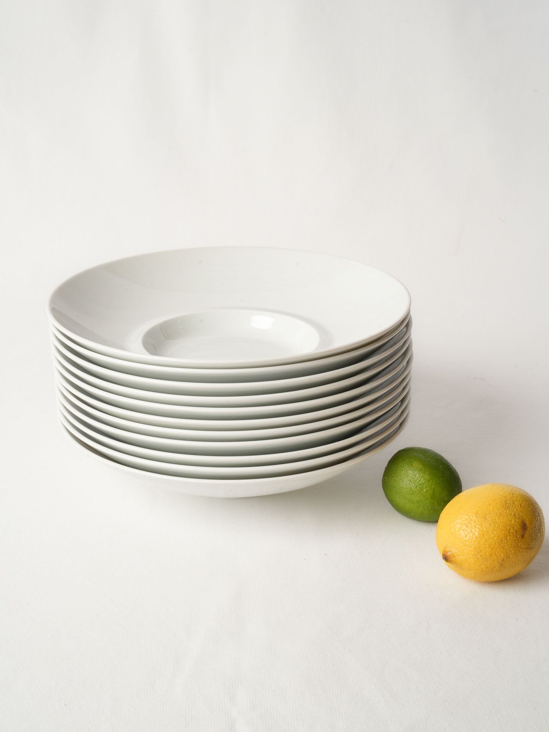 Set of Eleven White Porcelain Serving Plates w/ Raised Rim - Bernardaud