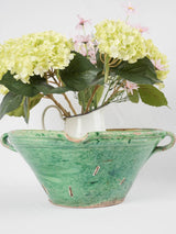 Large antique French Tian bowl - green & yellow 20"