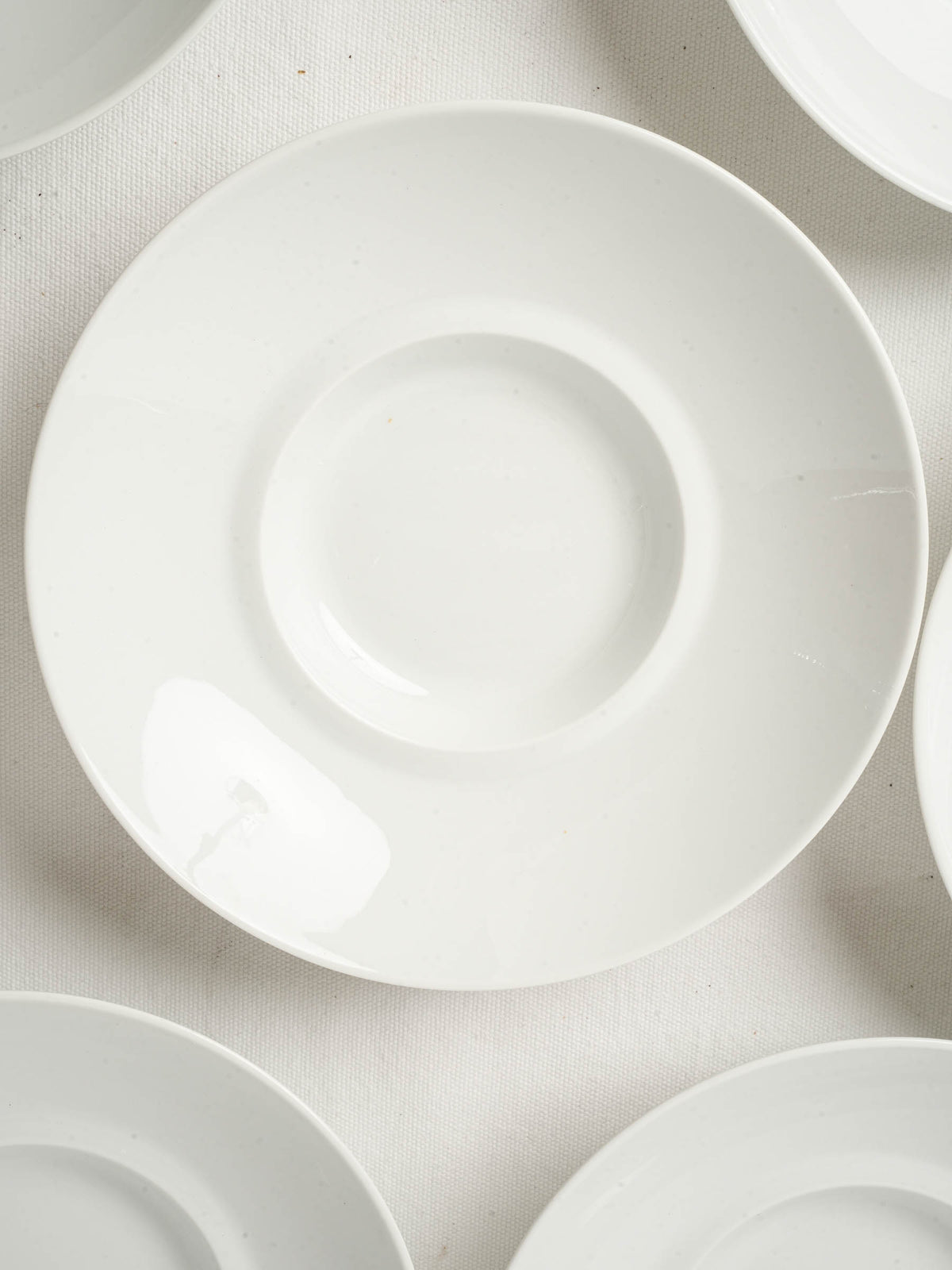 Set of Eleven White Porcelain Serving Plates w/ Raised Rim - Bernardaud