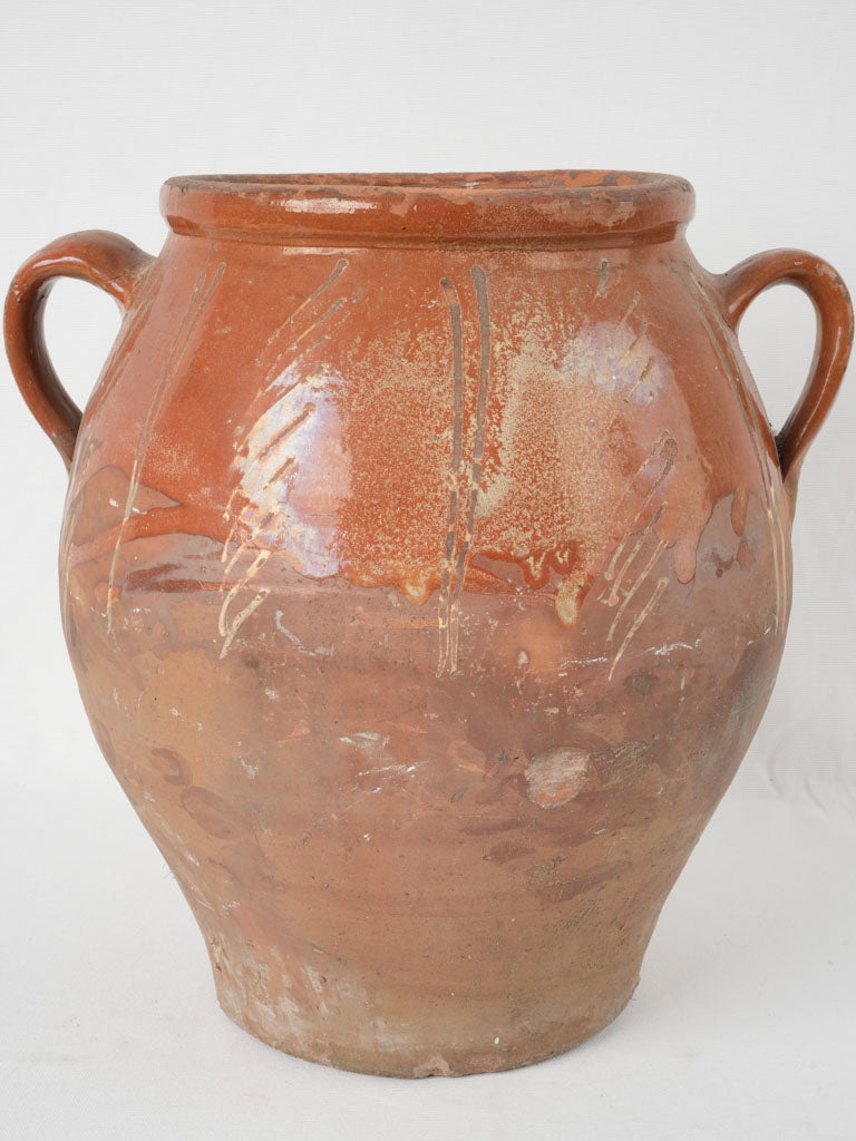 Antique chestnut-glazed French confit pot