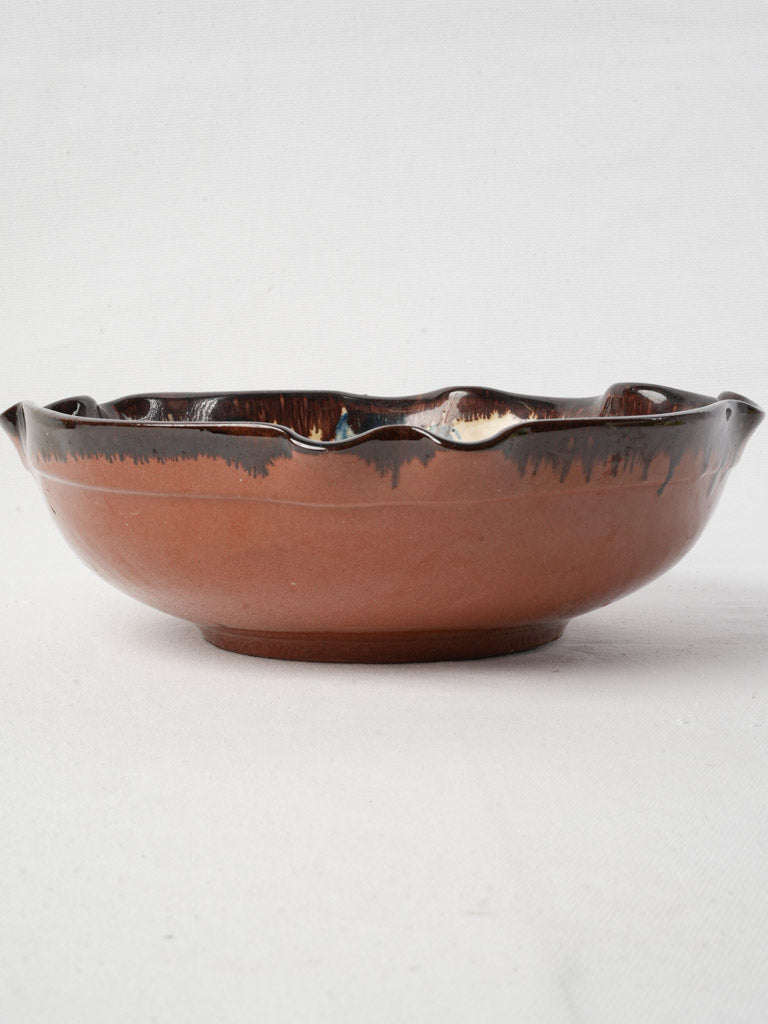 Artistic glazed pottery bowl