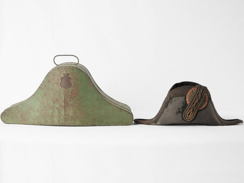 Antique English bicorn hat & case - Hobson & sons 19"