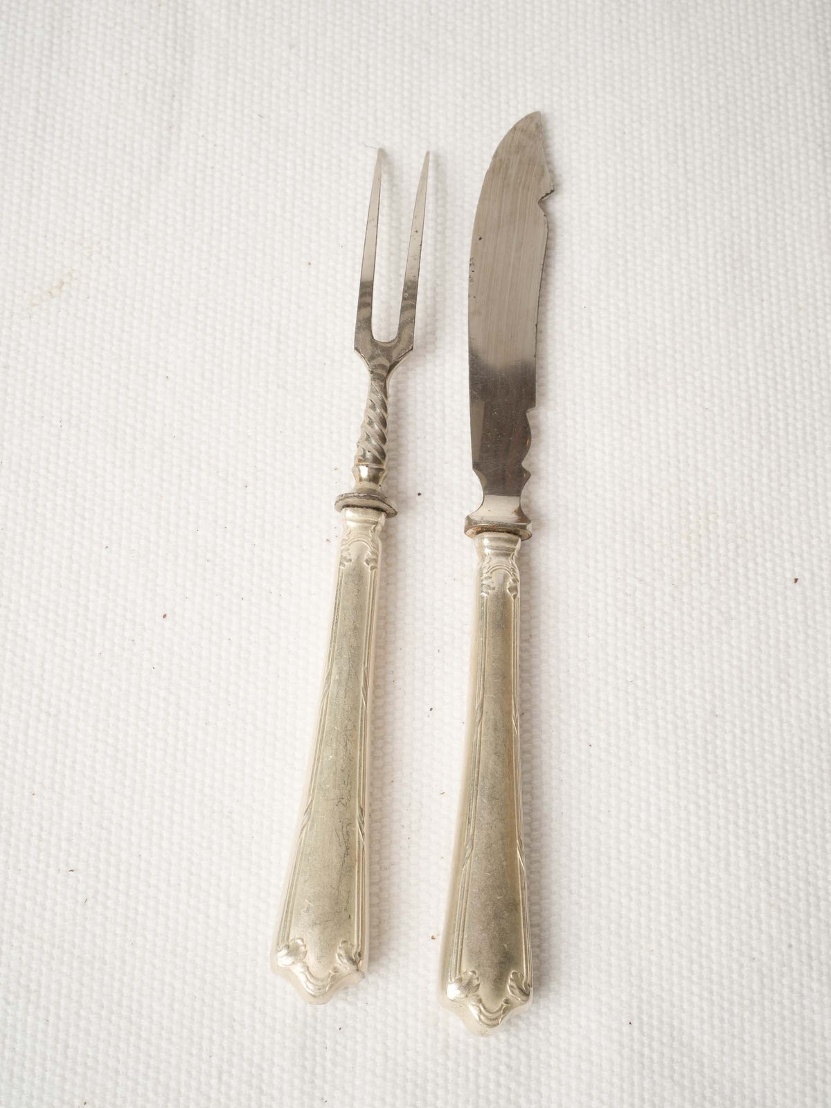 Antique Silverplate Cheese Knife and Fork Set