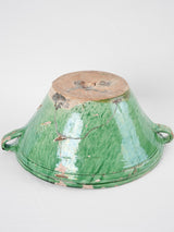 Large antique French Tian bowl - green & yellow 20"