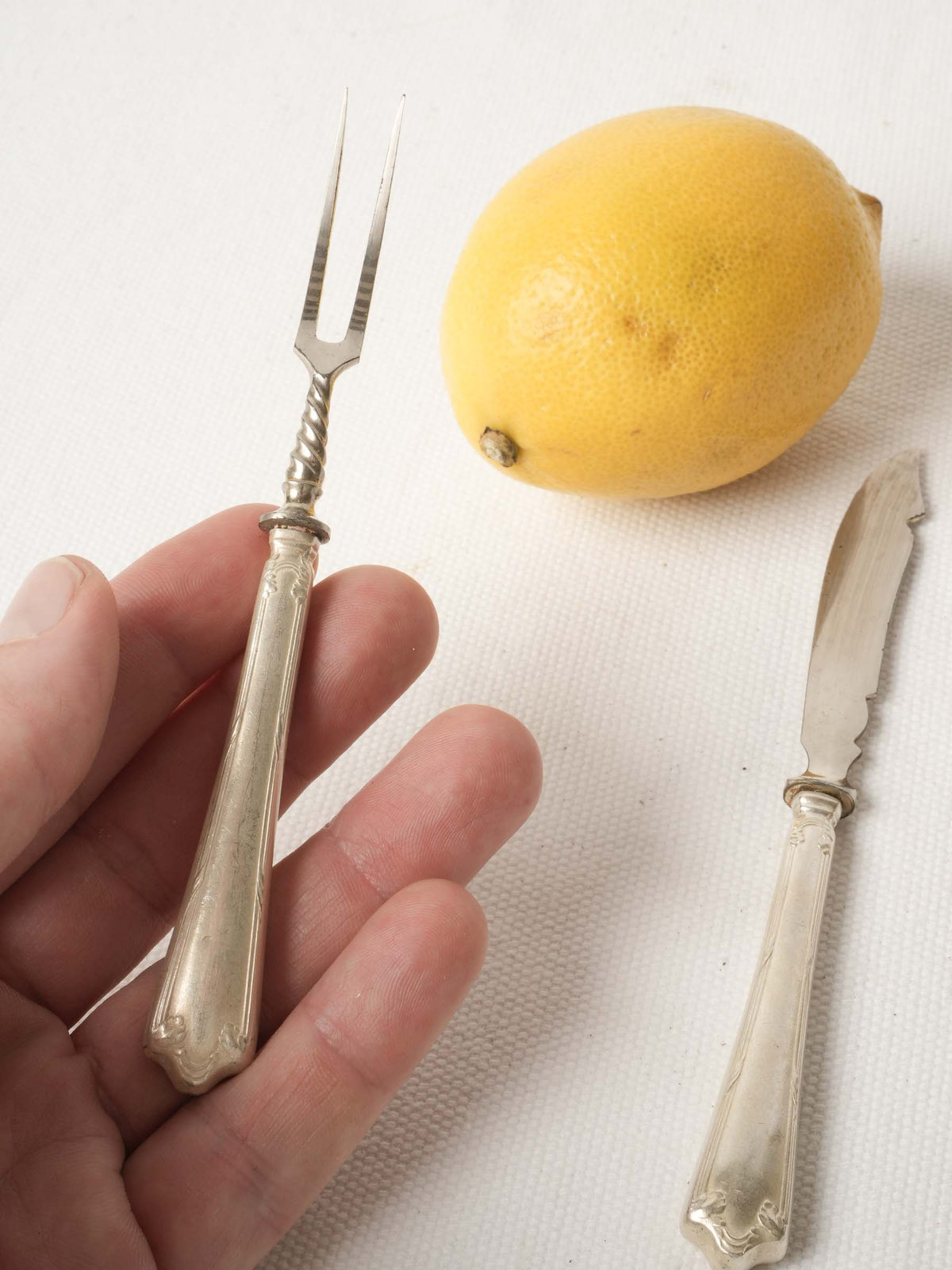 Antique Silverplate Cheese Knife and Fork Set