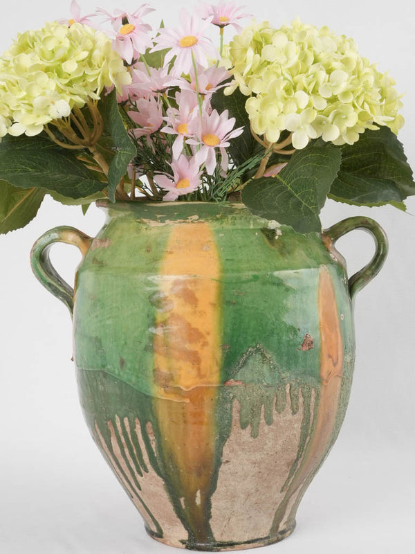 Antique multicolored glazed confit pot