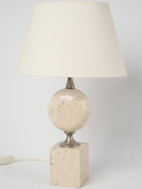 Vintage white travertine table lamp