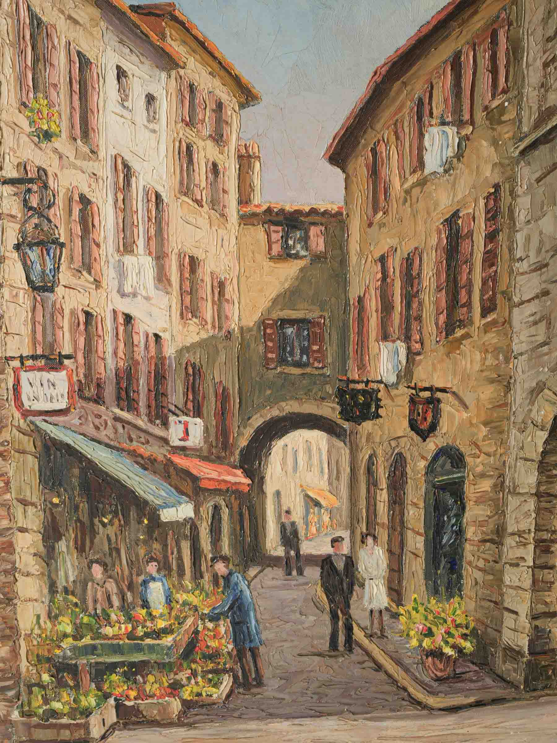 Charming historic village canvas  