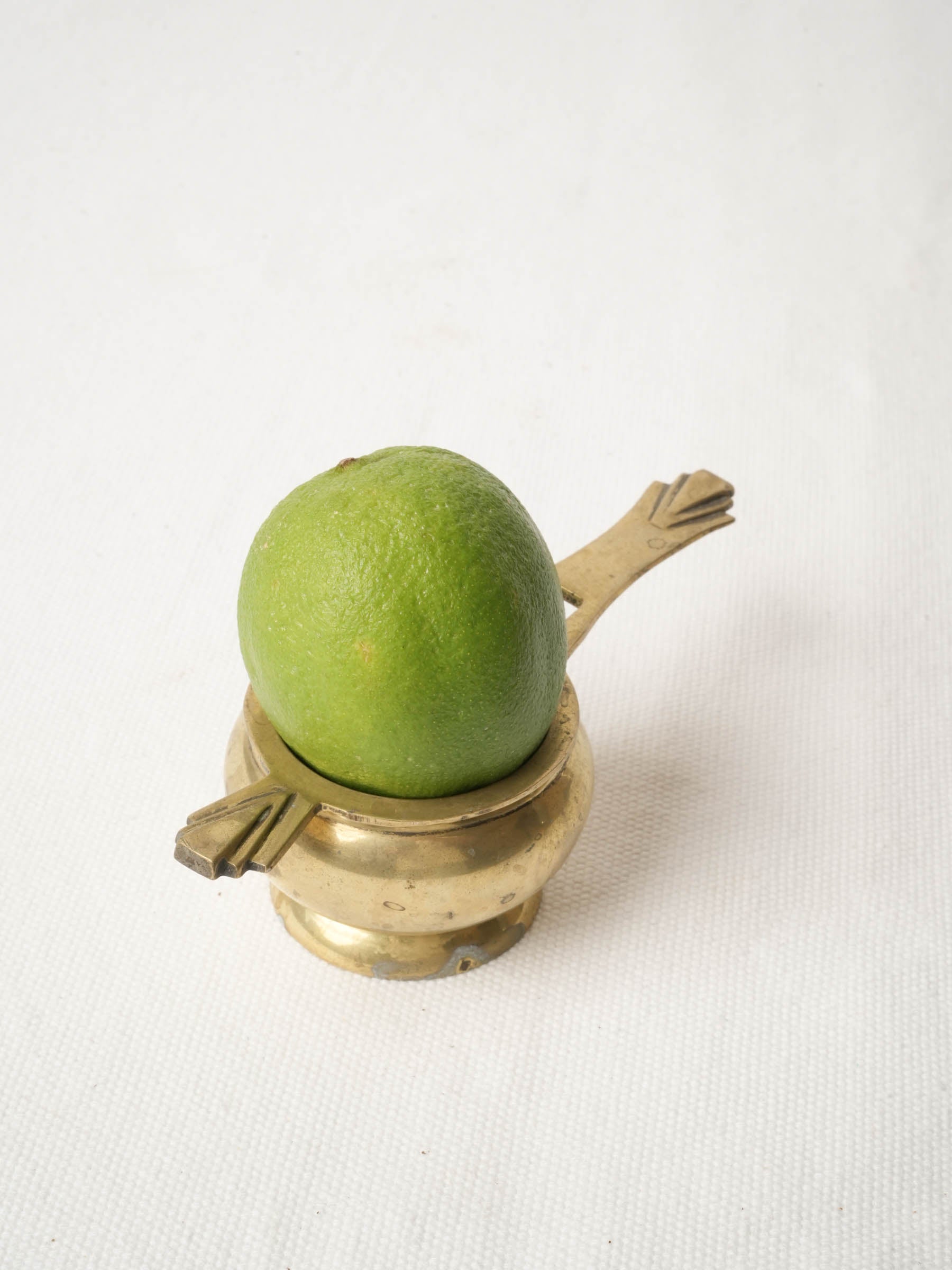 Art Deco Brass Tea Strainer w/ Geometric Handles