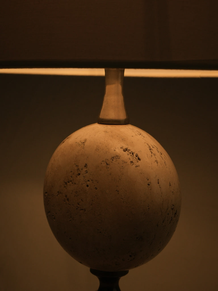 Stylish geometric travertine table lamp