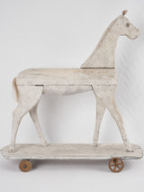 Antique French wooden horse on wheels 30¼"