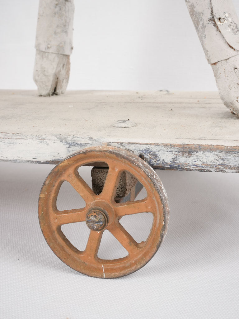 Antique French wooden horse on wheels 30¼"