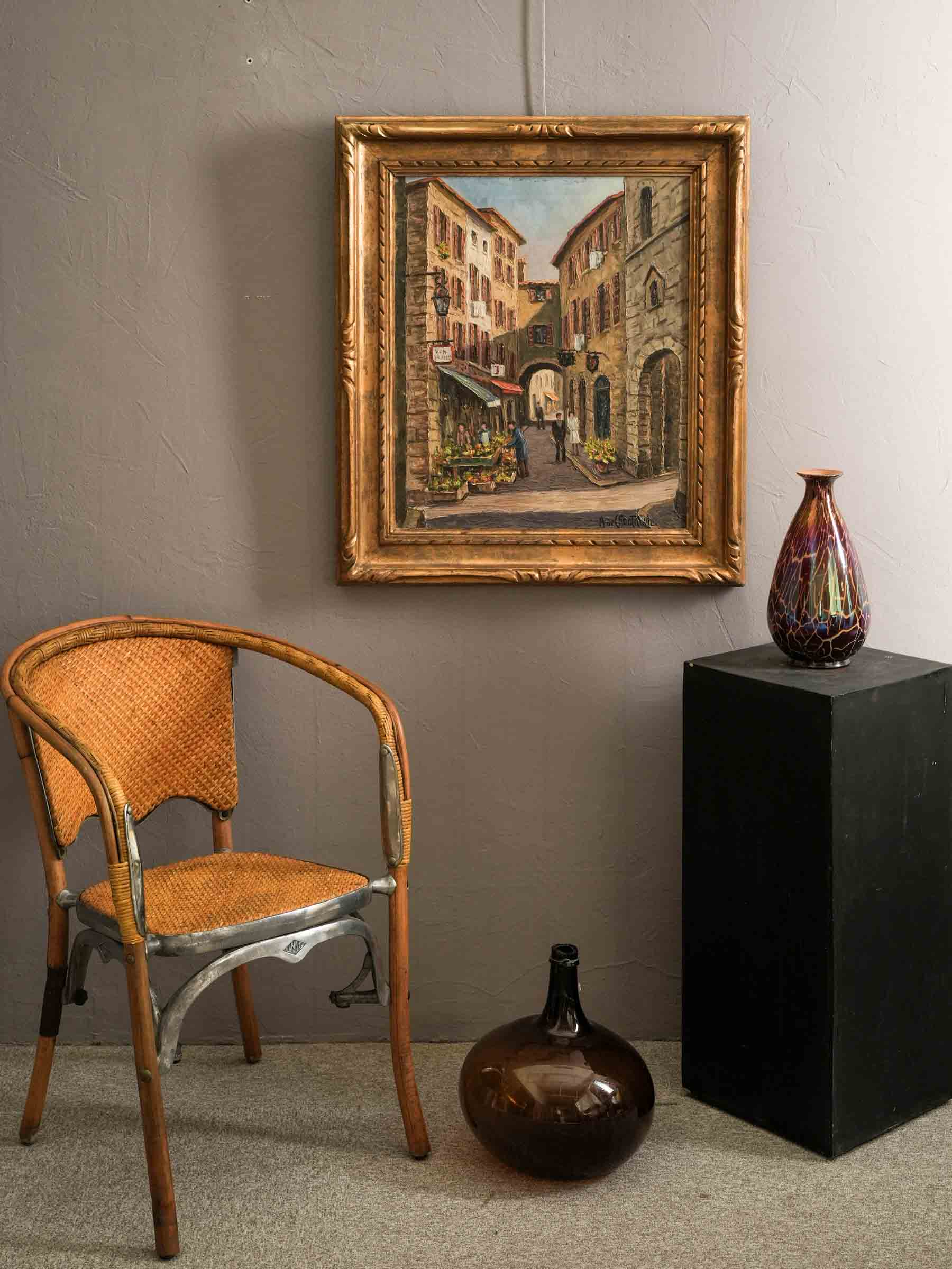 Textured French village street scene  