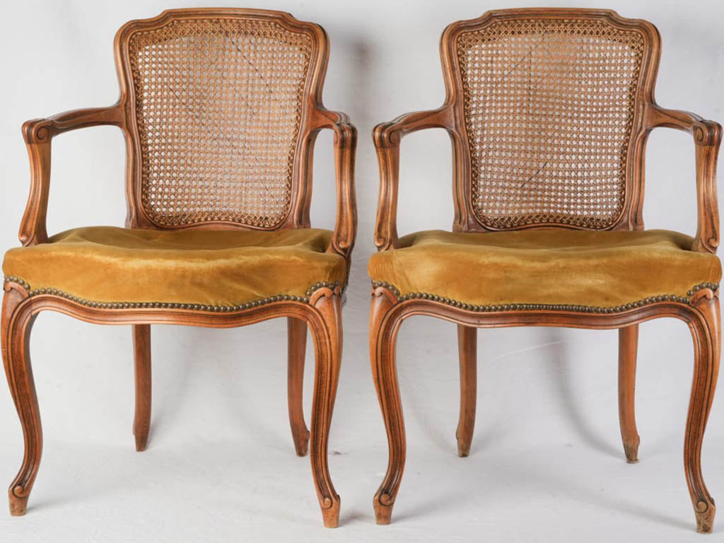 Vintage Caned Backed Armchairs  