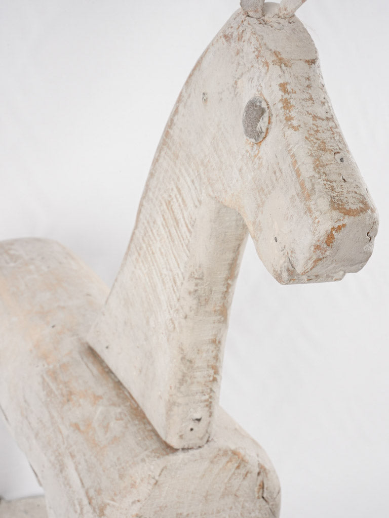 Antique French wooden horse on wheels 30¼"