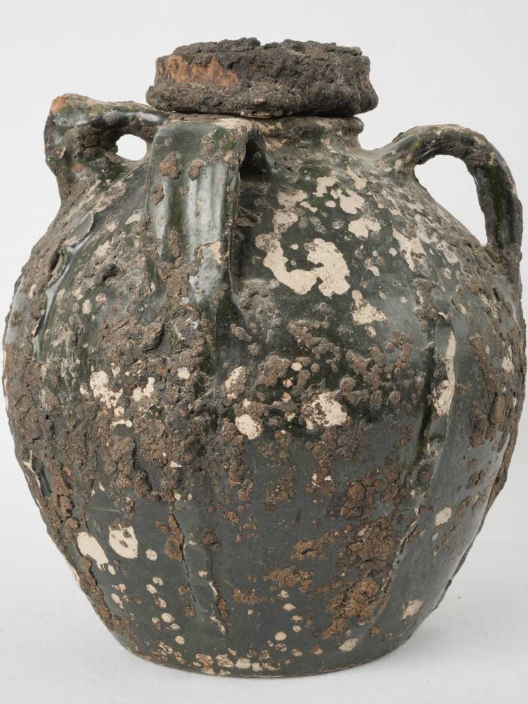Deep green glazed ceramic pot