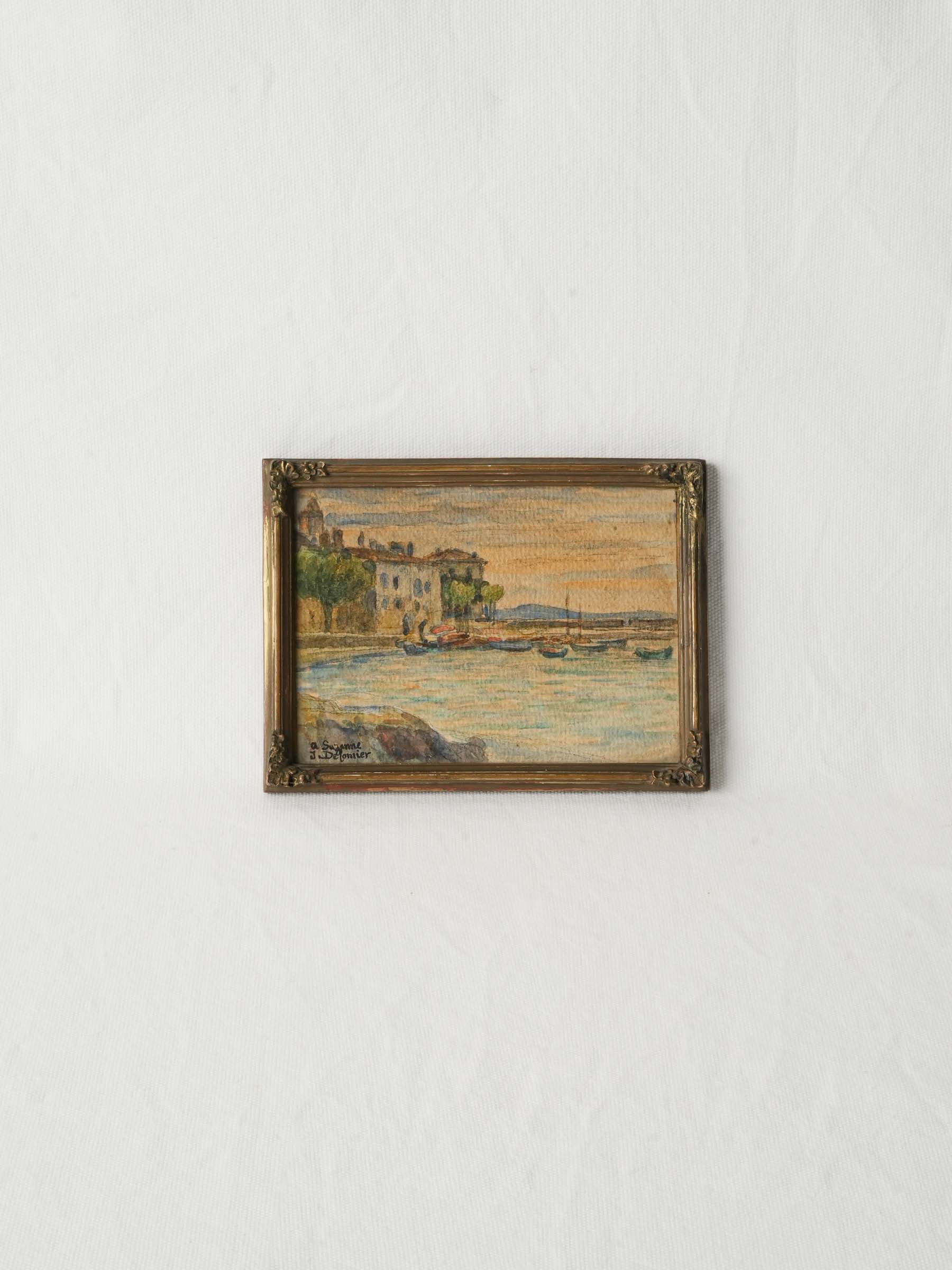 Petite vintage watercolor painting