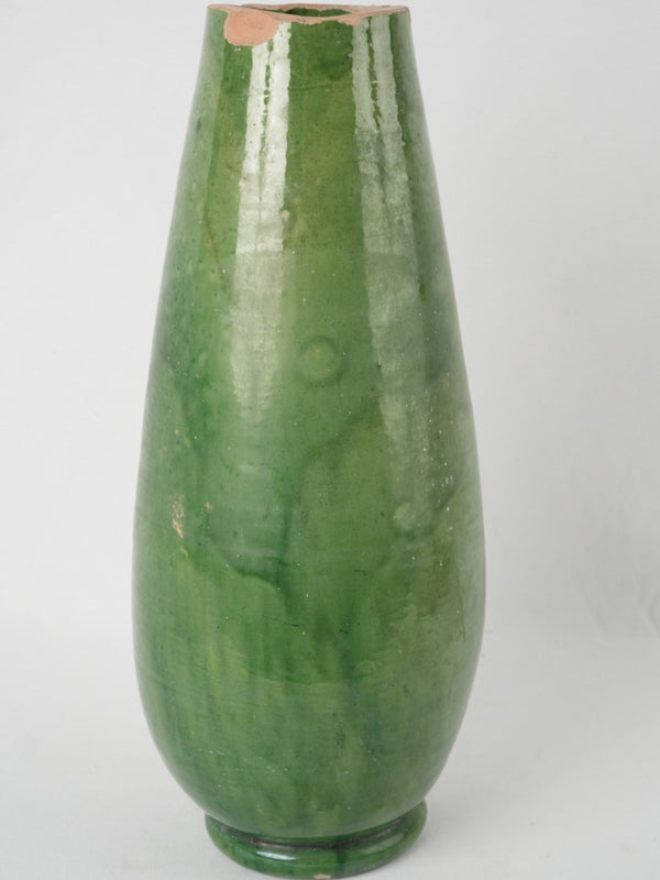 Vintage green-glazed French ceramic vase