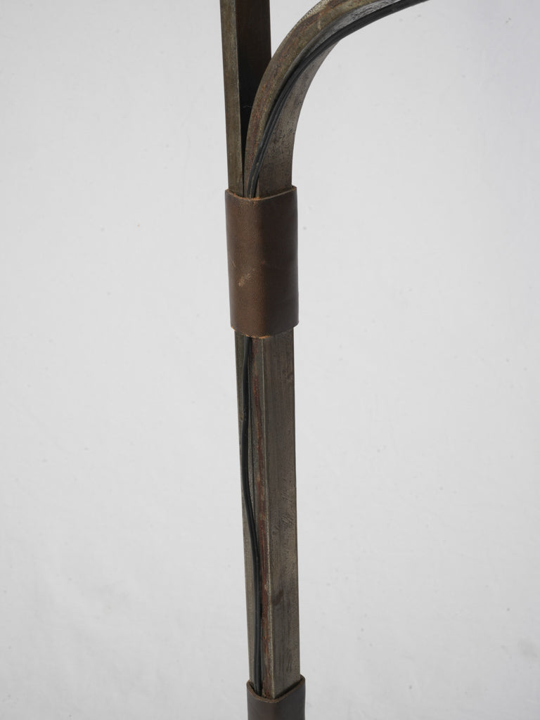 Patinated dark iron floor lamp 
