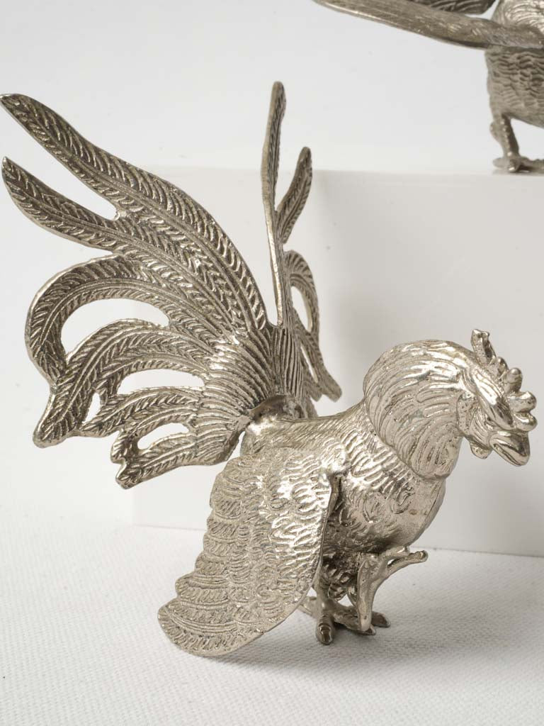 Dramatic metal vintage cockerel figures