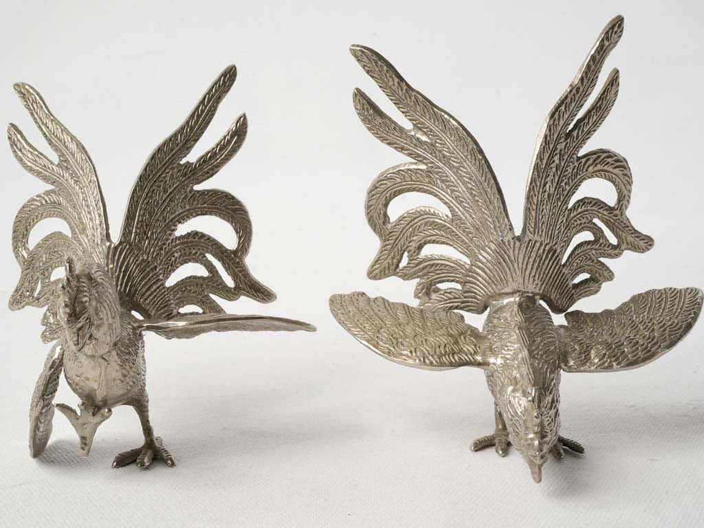 Whimsical artisan metal cockerel ornaments