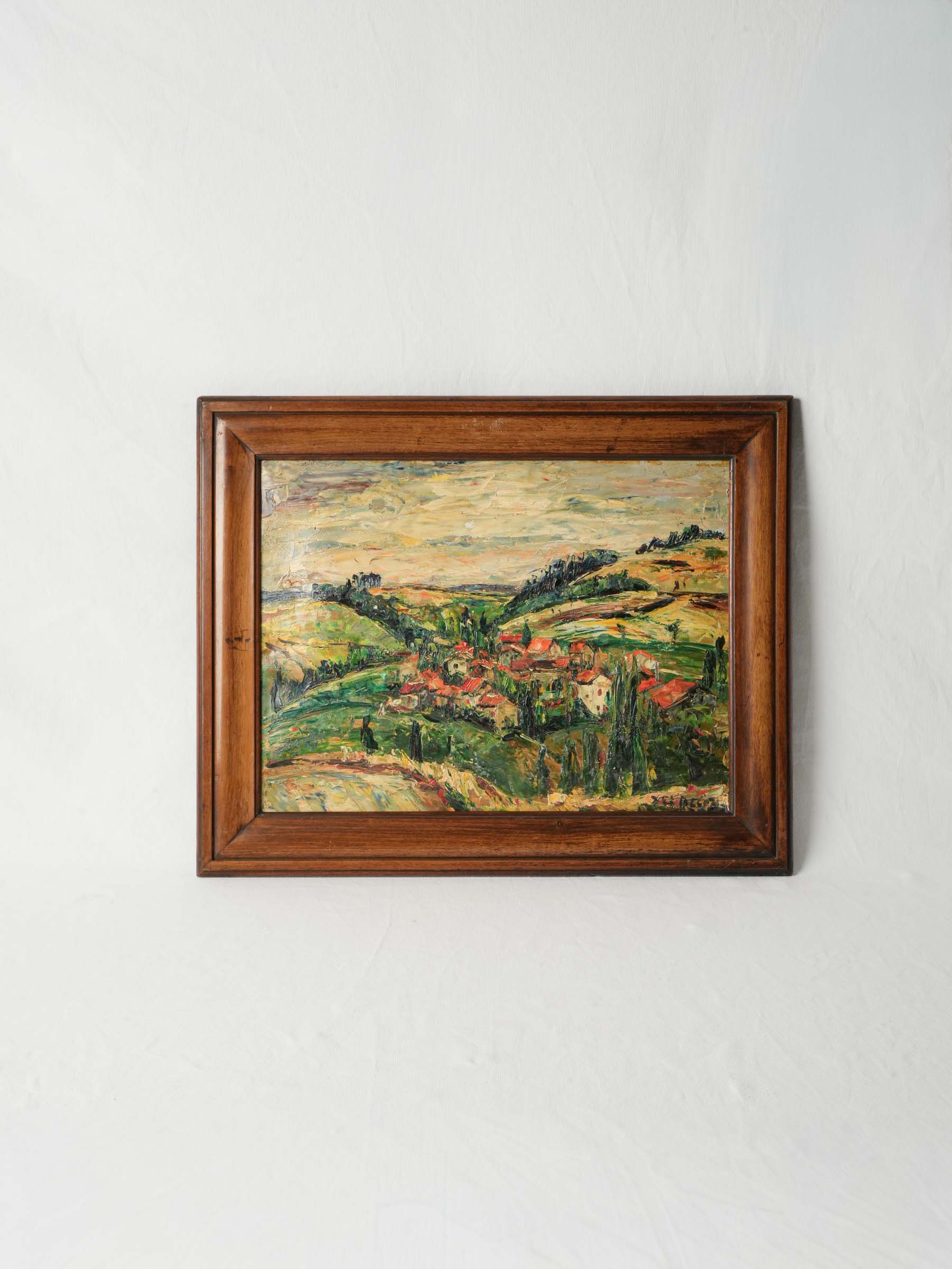 Expressive vintage oil painting landscape