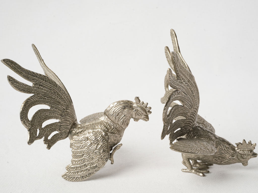 Engraved Italian crafted cockerel statues