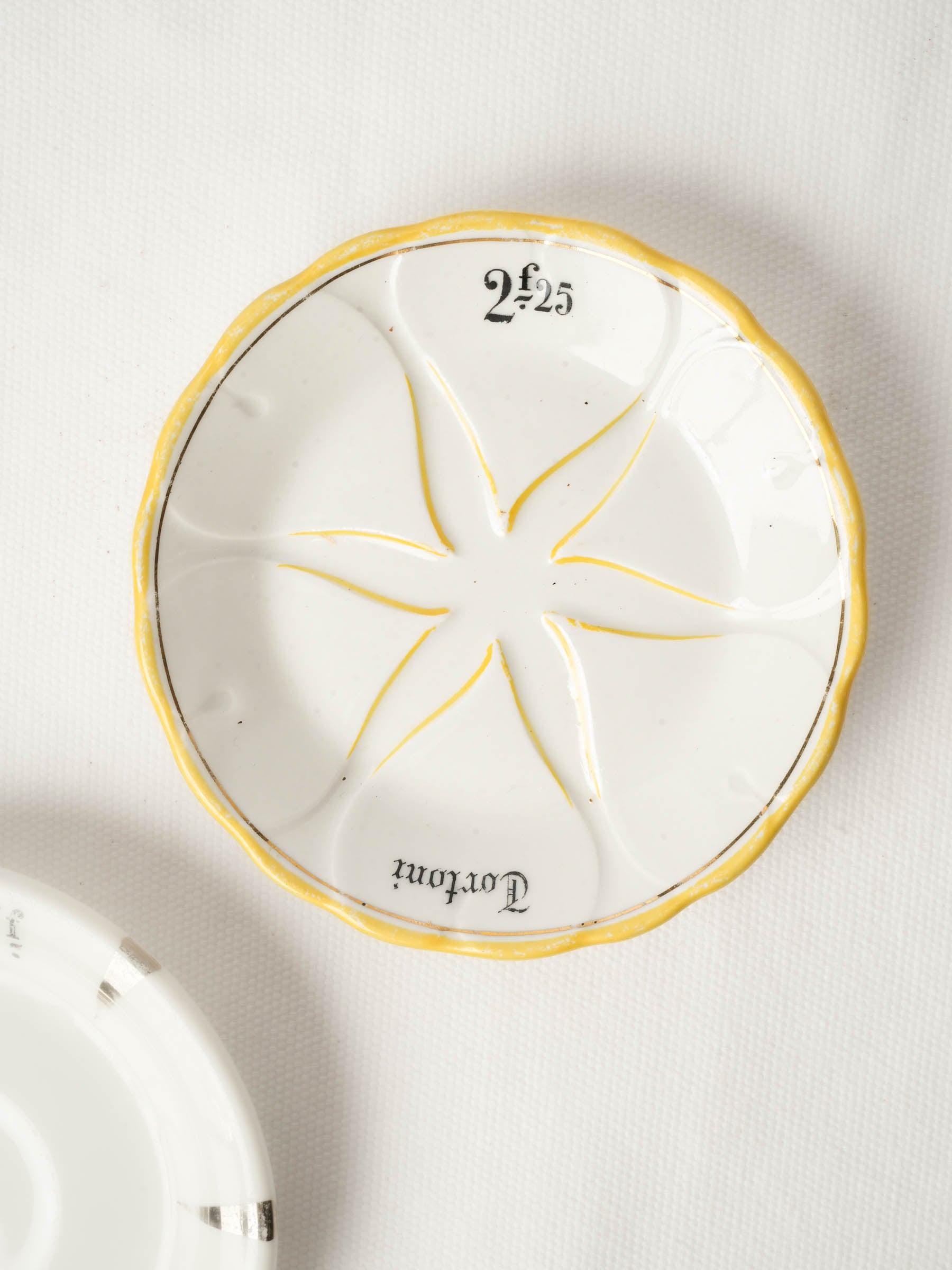 Set of Five French Porcelain Bistro Saucers from Paris