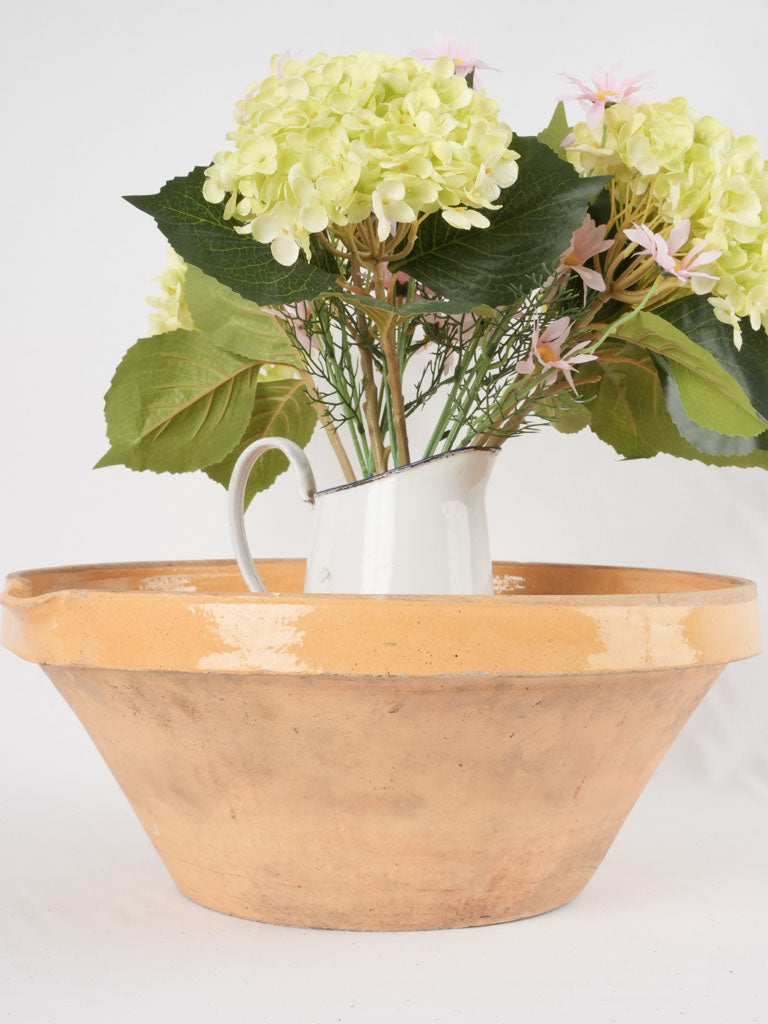 Large antique French yellow Tian bowl 18½"