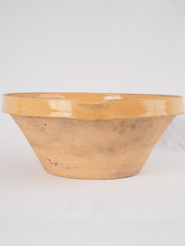 Large antique French yellow Tian bowl 18½"